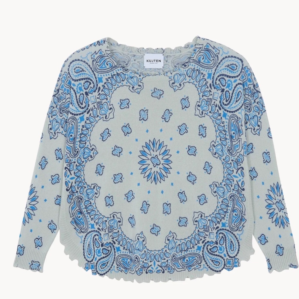 SWEATER MELA BANDANA BICO Women Round Neck Cashmere Sweater - Silver Blue